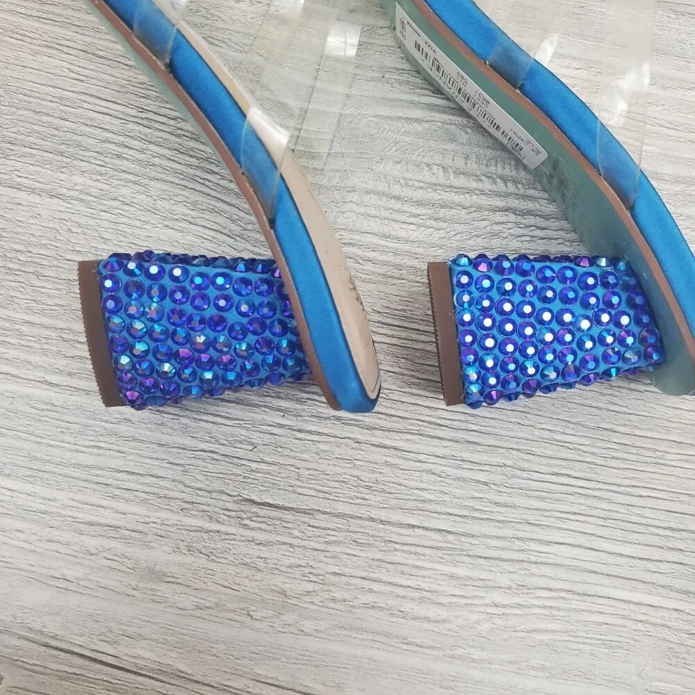 Betsey Johnson Capri blue rhinestone heels